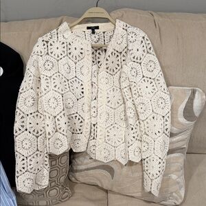 DREW Ivory Crochet Cardigan